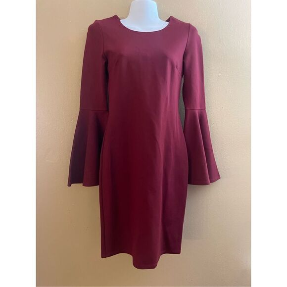 New Sugar + Lips Red Bodycon Bell Sleeve Dress Women’s Size Extra Small - Picture 1 of 4
